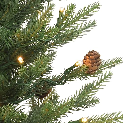 Vista 30 de Puleo International Árbol de Navidad artificial preiluminado de 2 pies con 35 luces en maceta de metal, color verde