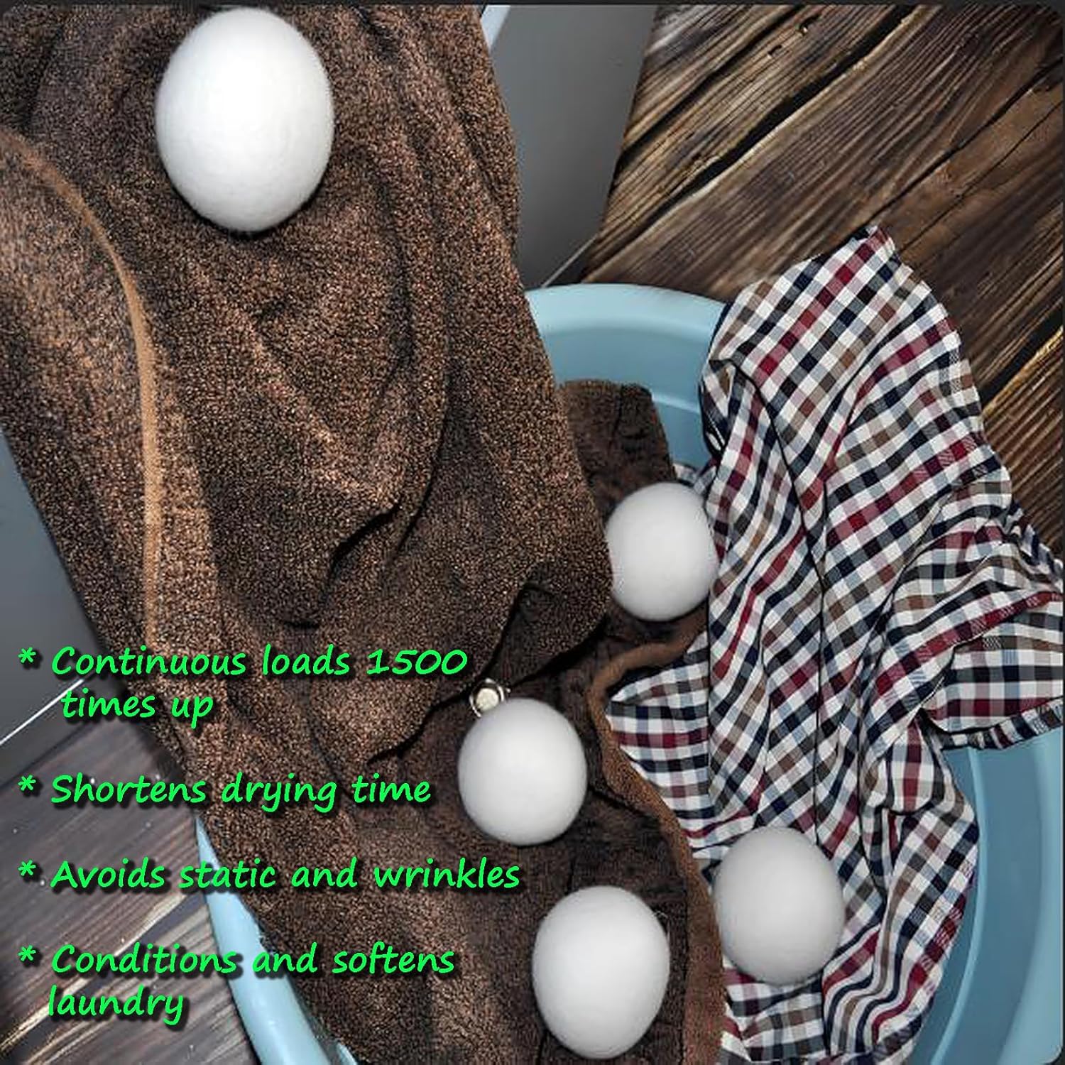 Wool Dryer Balls - Laundry Balls - Natural Fabric Softener, Alternative to Dryer Sheets, Liquid Softeners and Plastic Balls, 24-Pack, Plus Free 10g Lamb Wool for Stuffing