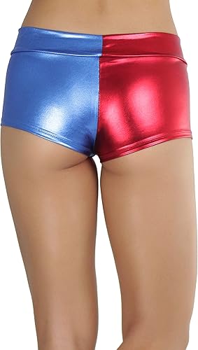 Miniatura 5 de ToBeInStyle Mini shorts metálicos brillantes líquidos para mujer, Metálico
