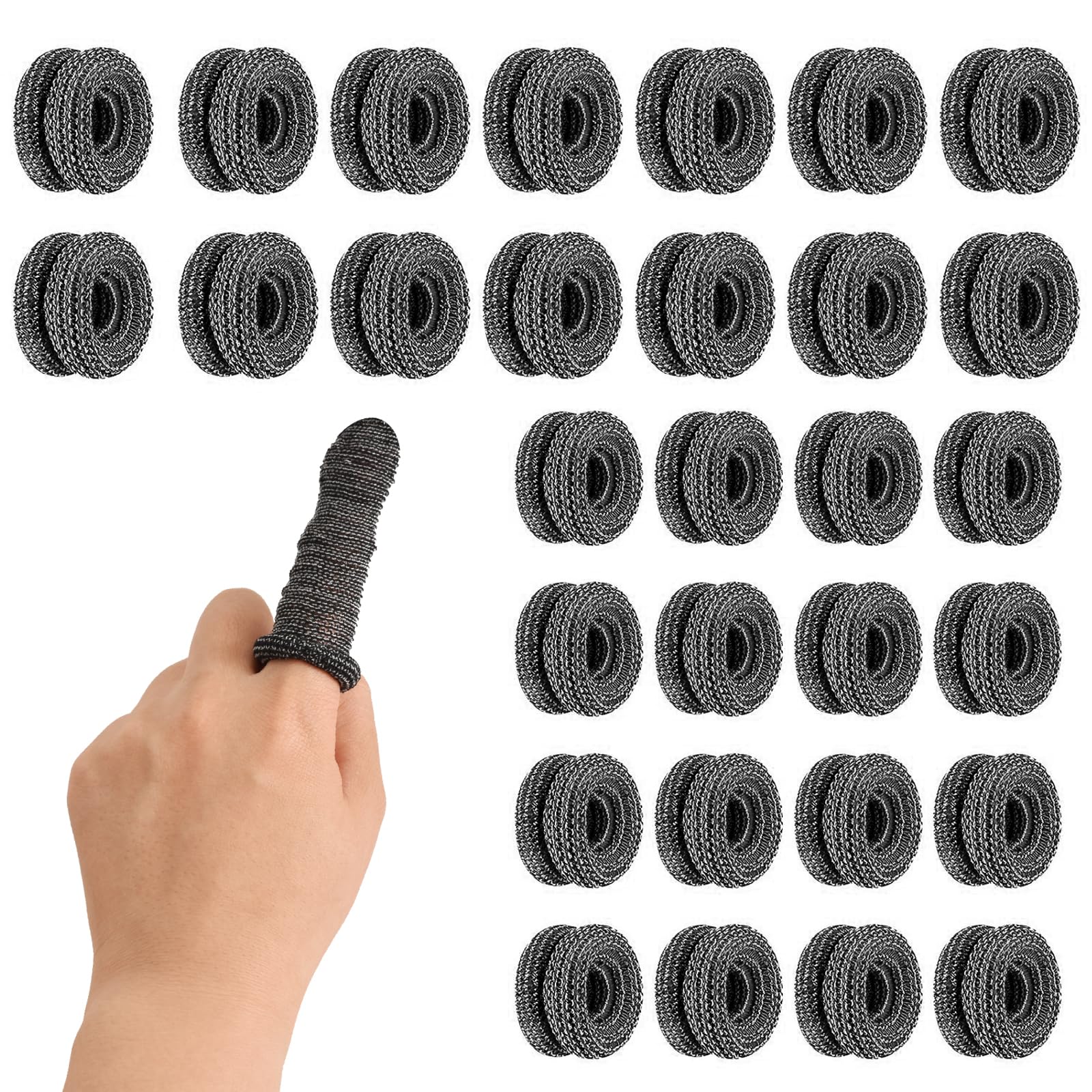 Muiltvoe Black 30 Pcs Finger Bandages, Elastic Finger Bandage Tubular Cotton Finger Protector Finger Cots Reusable Finger Protector First Aid Tubular Bandages Finger Sleeves For Finger Sprains Swelling (Black)