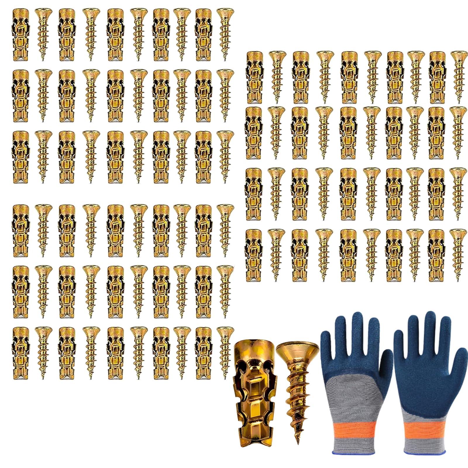 Hinge Repair Screw & Expansion Anchor, 6×14mm Short Expansion Screw Set, 30/50/100set Door Hinge Screw Hole Repair Kit for Cabinet Hinge Repair & Stripped Thread Restoration (100PCS)