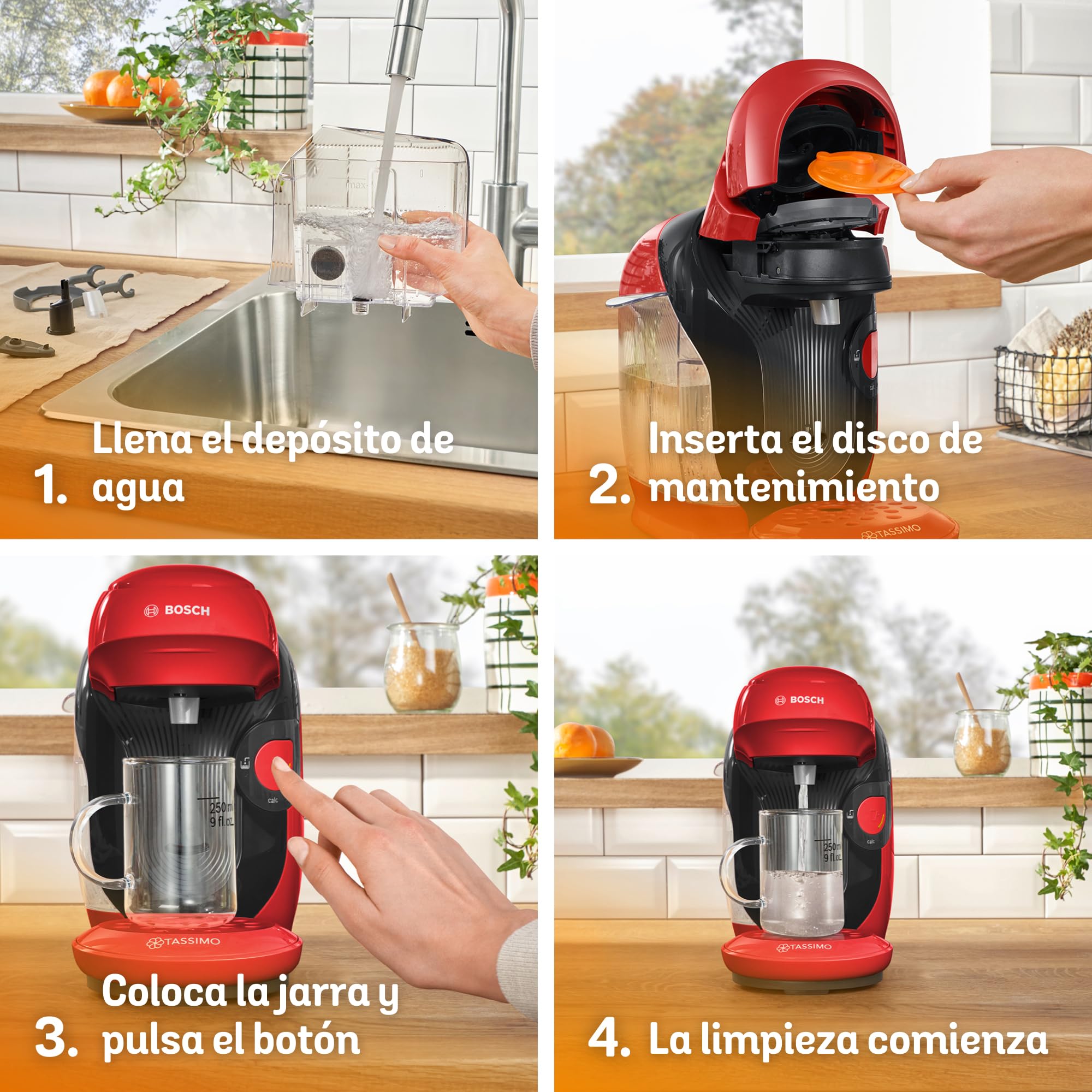 Bosch - Cafetera Tassimo Style Friendly, Hasta 70 bebidas, OneTouch, INTELLIBREW™, Rojo, TAS113E
