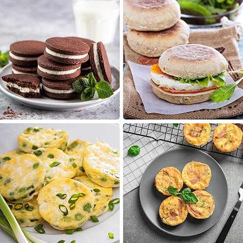 Miniatura 7 de Paquete de 2 moldes de silicona para huevos para sándwiches de desayuno, molde antiadherente de 4 pulgadas para magdalenas grandes, molde redondo