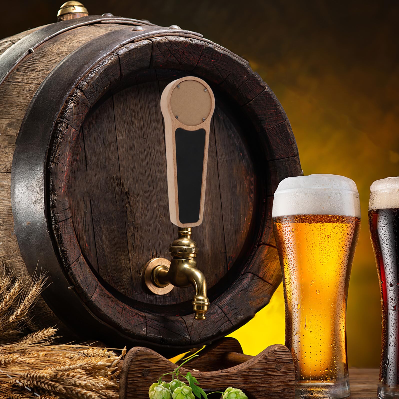 Maniglia in Legno per Rubinetto di Birra Lavagna, Impugnatura Ergonomica per Fusti da 3/8", Adatta per Birrerie, Matrimoni e Decorazioni per Bar
