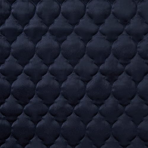 Miniatura 4 de HiEnd Accents - Juego de edredón de satén de 3 piezas, tamaño Super King, color azul marino, patrón geométrico Ogee, ropa de cama de lujo clásica