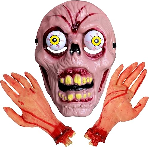 Máscara facial de personaje realista de Halloween con accesorio de mano, accesorios de máscara de disfraz de cosplay, máscara para sesión de fotos