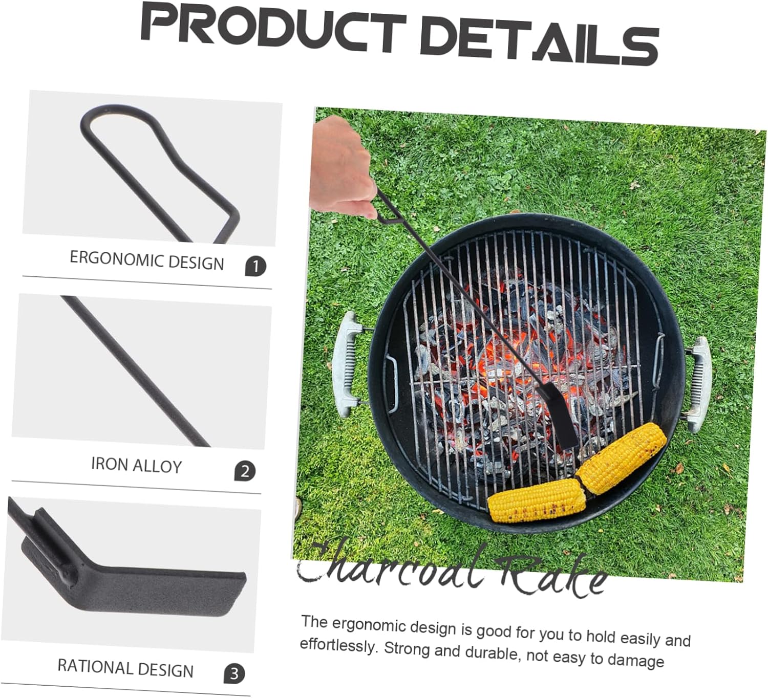Charcoal Ash Shovel for BBQ Portable Metal Cleaning Tool Rake Design for Outdoor Grilling and Fireplace Use Essential Fire Shovel for Gatherings