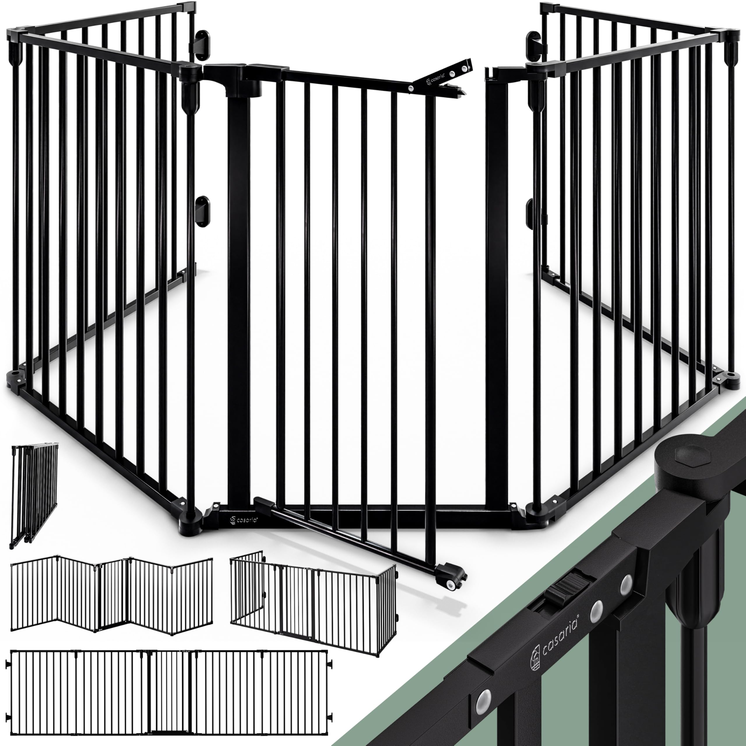 CASARIA® Barrière de sécurité 5 Panneaux modulables Grille de Protection cheminée Parc bébé Cloture Chiens sans perçage et réglable