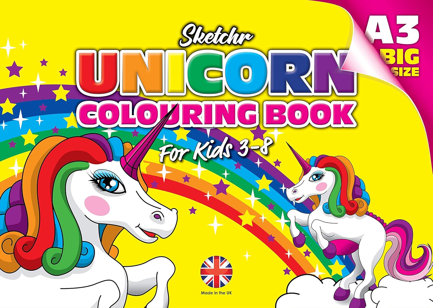 A3 Jumbo Size – Unicorn Colouring Book for Kids – Ideal for Two