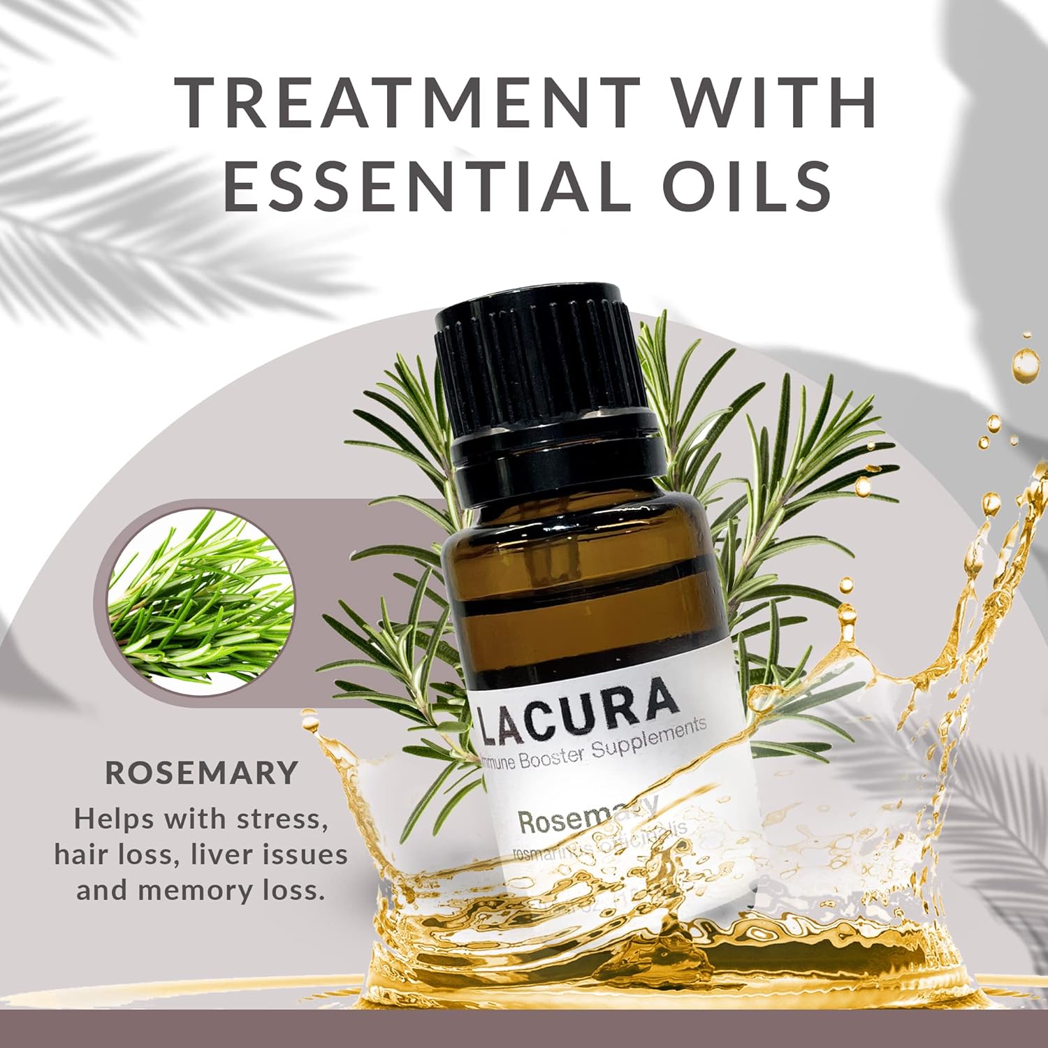 Pure Rosemary Essential Oil - Promotes Natural Hair Growth & Enhances Memory - Therapeutic Grade Essential Oils for Aromatherapy - Concentrated Plant Extract for Mental Focus, 15mL