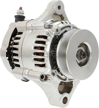 New Chrome Mini Alternator 1 Wire Self Exciting Compatible with Chevy Big Block Small Block BBC SBC Race Cars Hot Rods Street Rods 45 Amp 6.5 Pounds!