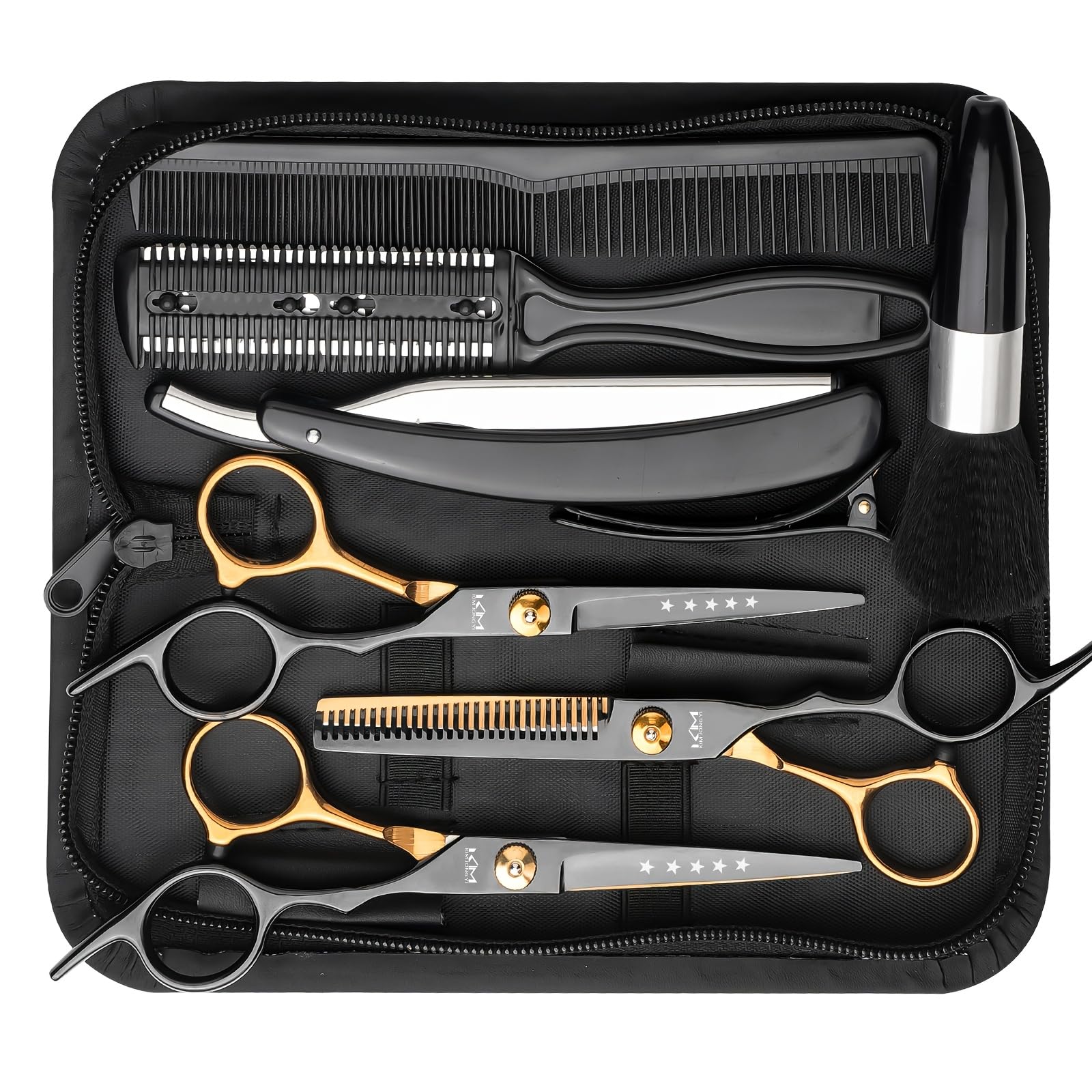 Moontay Hair Cutting Scissors Set, Low Cut Rate, Self-Cuting, Doctor's Blade, Comb, Hair Comb, Hairpin, Accessories Included, 3 Pieces : Beauty