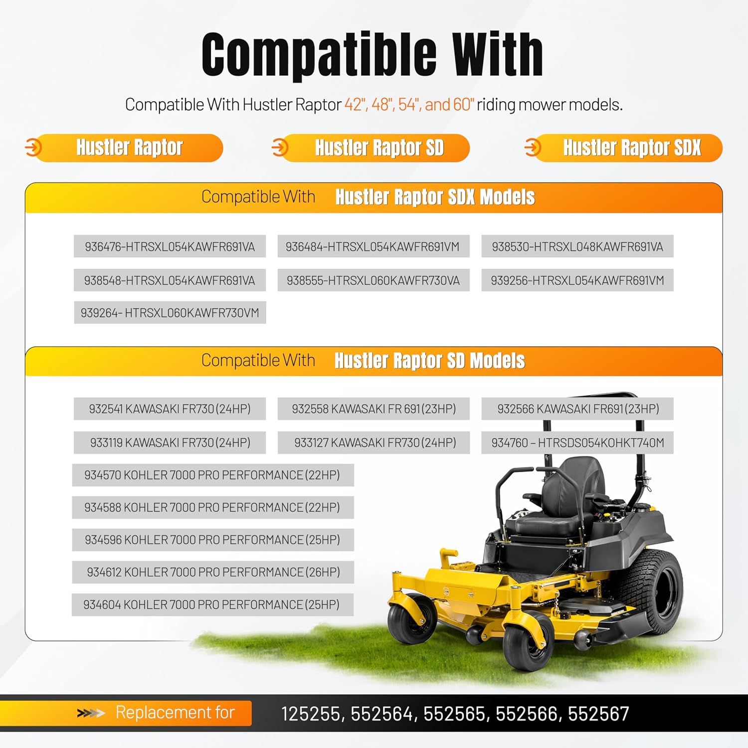 ALMULOO Transmission Bracket Kit Compatible with Hustler Raptor SD SDX Hustler Raptor 42", 48", 54", and 60" Replace for Zero Turn Mower Part# 125255 125255, 552564, 552565, 552566, 552567