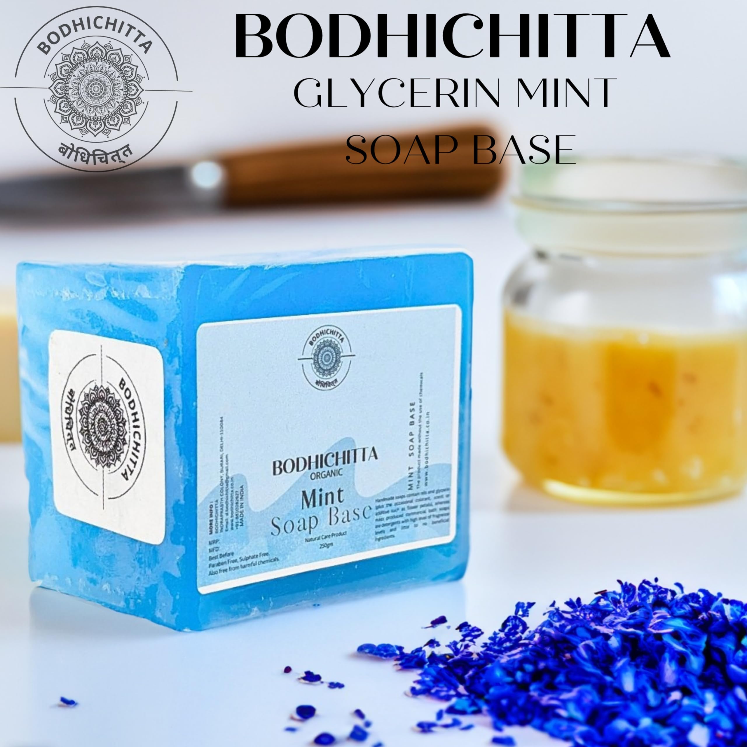 Bodhichitta Ultra Clear Transparent GlycerinSoapp Base & Mint Cool Soft Fresh Skin for Men And Women Soap Base Combo for DIY Soap Making Pack Of 2 (250g each)
