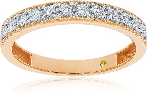 Alianzas de boda de diamantes cultivados en laboratorio para mujer Oro amarillo, blanco y rosa de 10 quilates certificado 110 - 12 quilates