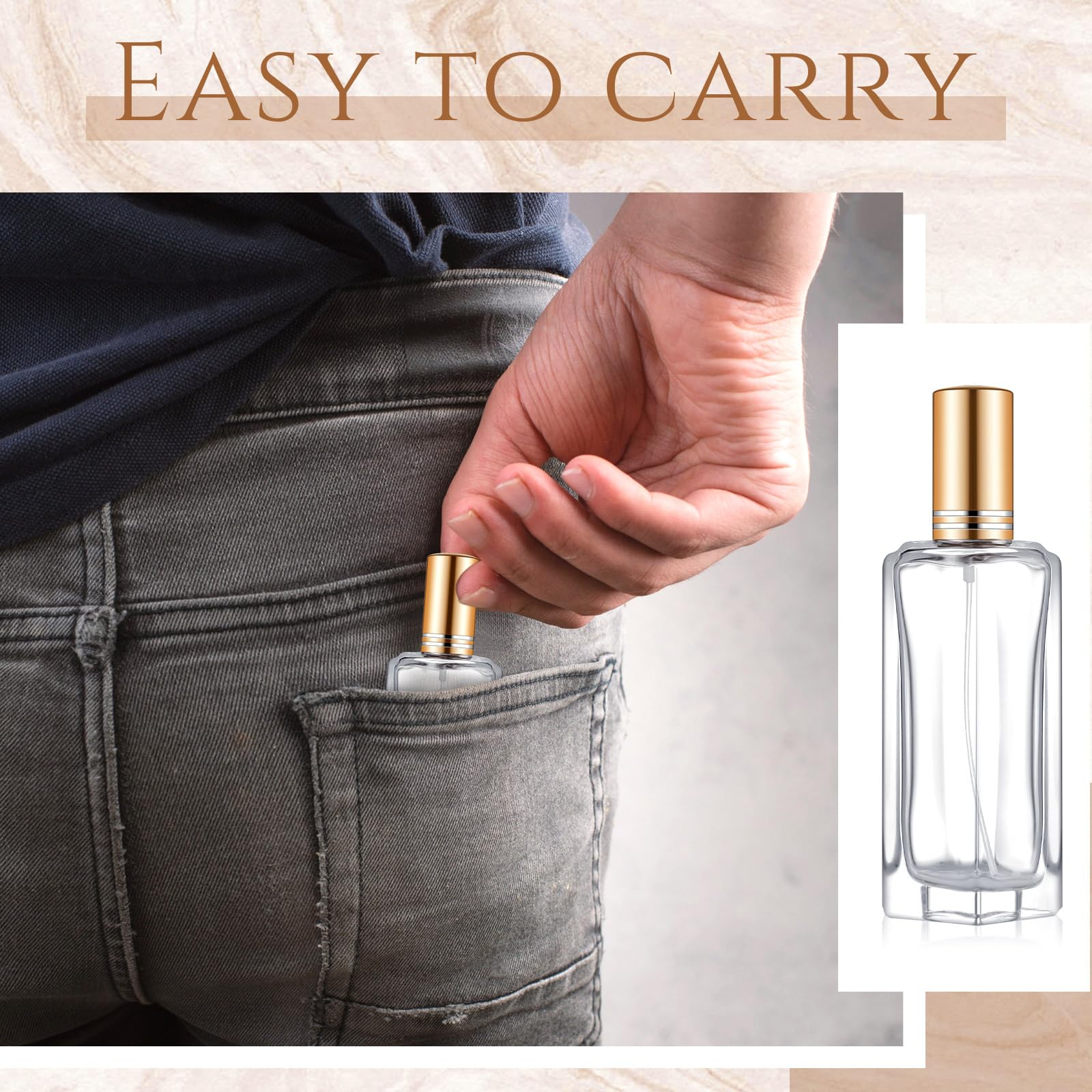 Domensi Glass Perfume Spray Bottles, Empty Refillable Containers