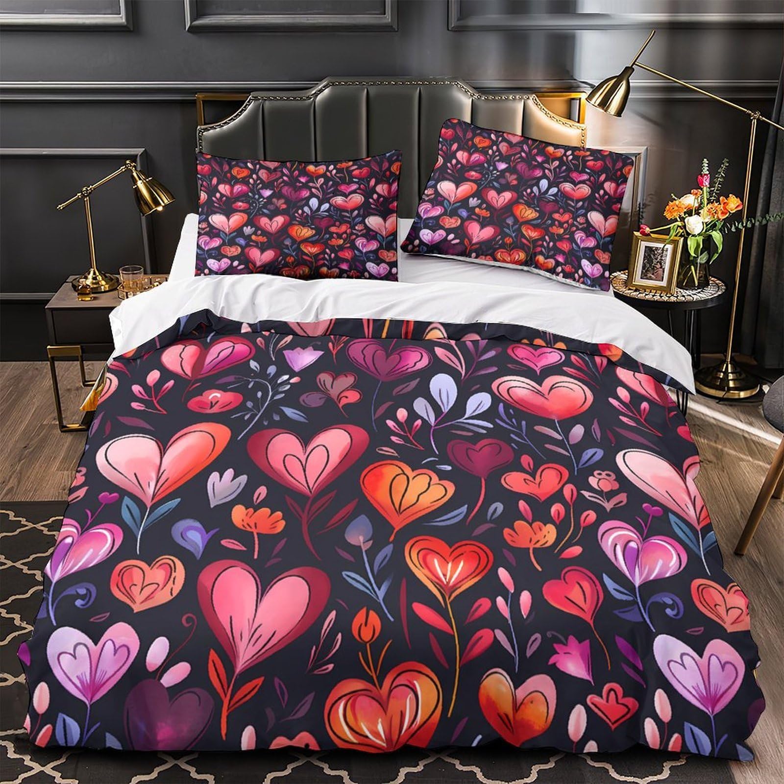 Housse de couette douce anti-froissement microfibre King