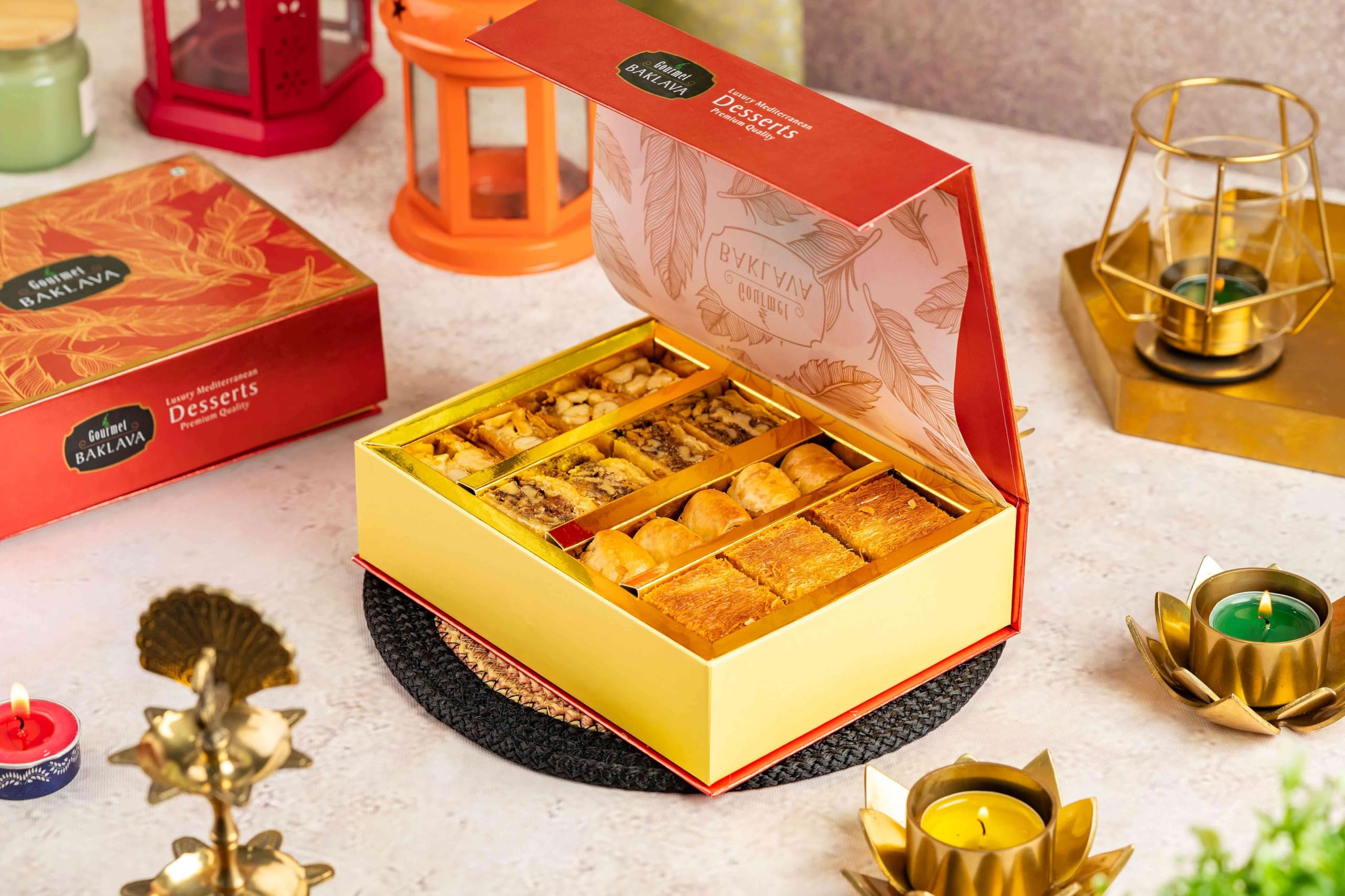 Premium Gourmet Baklava Gift Box 250g � Assorted Cashew, Balloria & Almond Baklava with Fresh Ghee & Premium Nuts � Ideal for Festive & Wedding Gifting