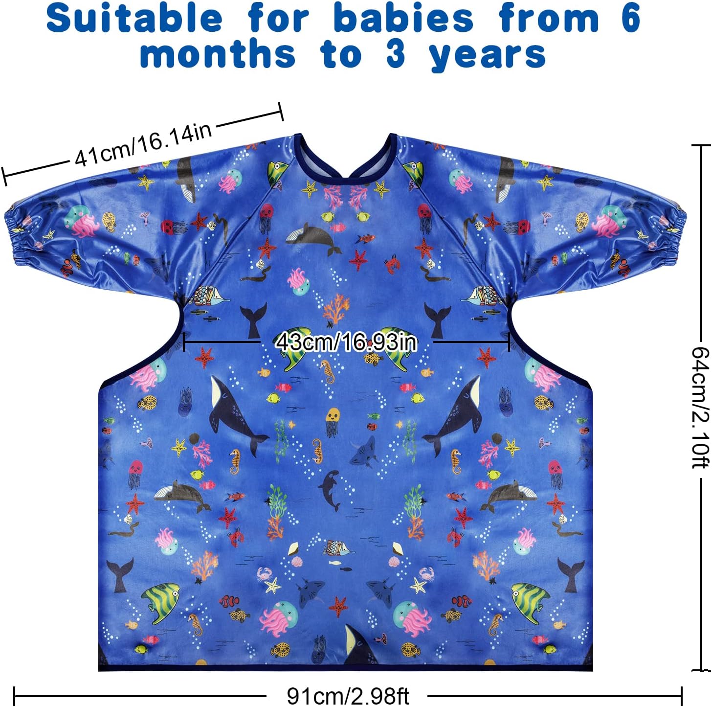 Vicloon Baby Bibs with Sleeves, Coverall Weaning Bib Baby Bib Waterproof Unisex Waterproof Feeding Bibs Apron - Image 3