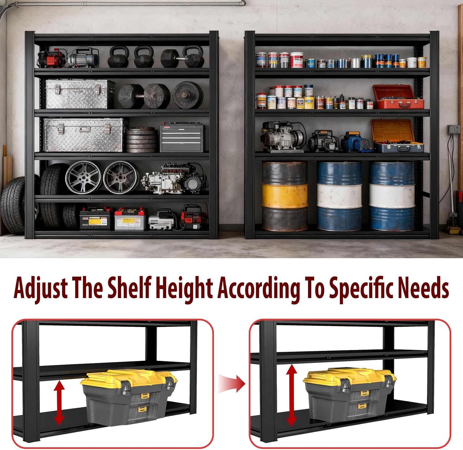Heavy Duty Storage Shelves Unit, Adjustable Metal Garage Shelving,4200LBS Garage Storage Industrial Shelves,Storage Racks,Steel Shelf Suitable for Shop,Warehouse,Basement