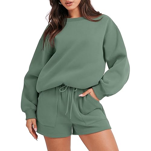 ANRABESS Women 2 Piece Outfits Sweat Shorts Sets 2024 Oversized Casual Lounge Matching Set Sweatsuit Tracksuit Clothes