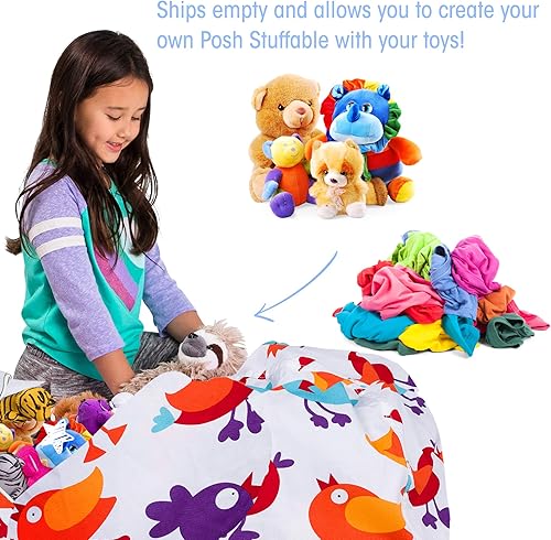 Miniatura 424 de Posh Funda de Silla Puf Rellenable para Almacenamiento de Animales de Peluche para Niños - Organizador de Juguetes Infantiles, Grande-38 - Lona