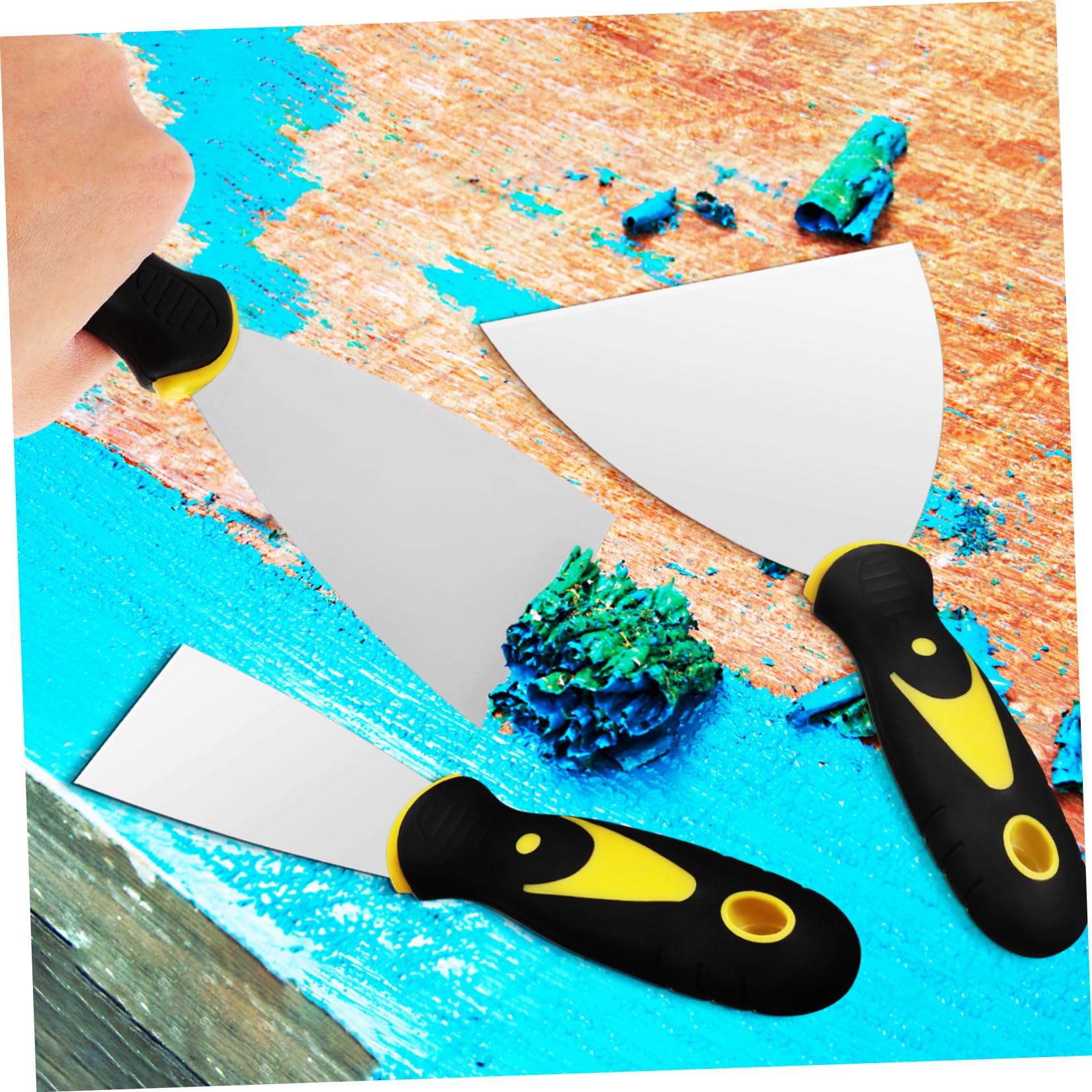 Kit Spatole Stucco in Acciaio Inox Argentato, 8 Pezzi | Impugnatura Comoda, per Scraping Paint, Set Palette Spatola e Scraper Tools