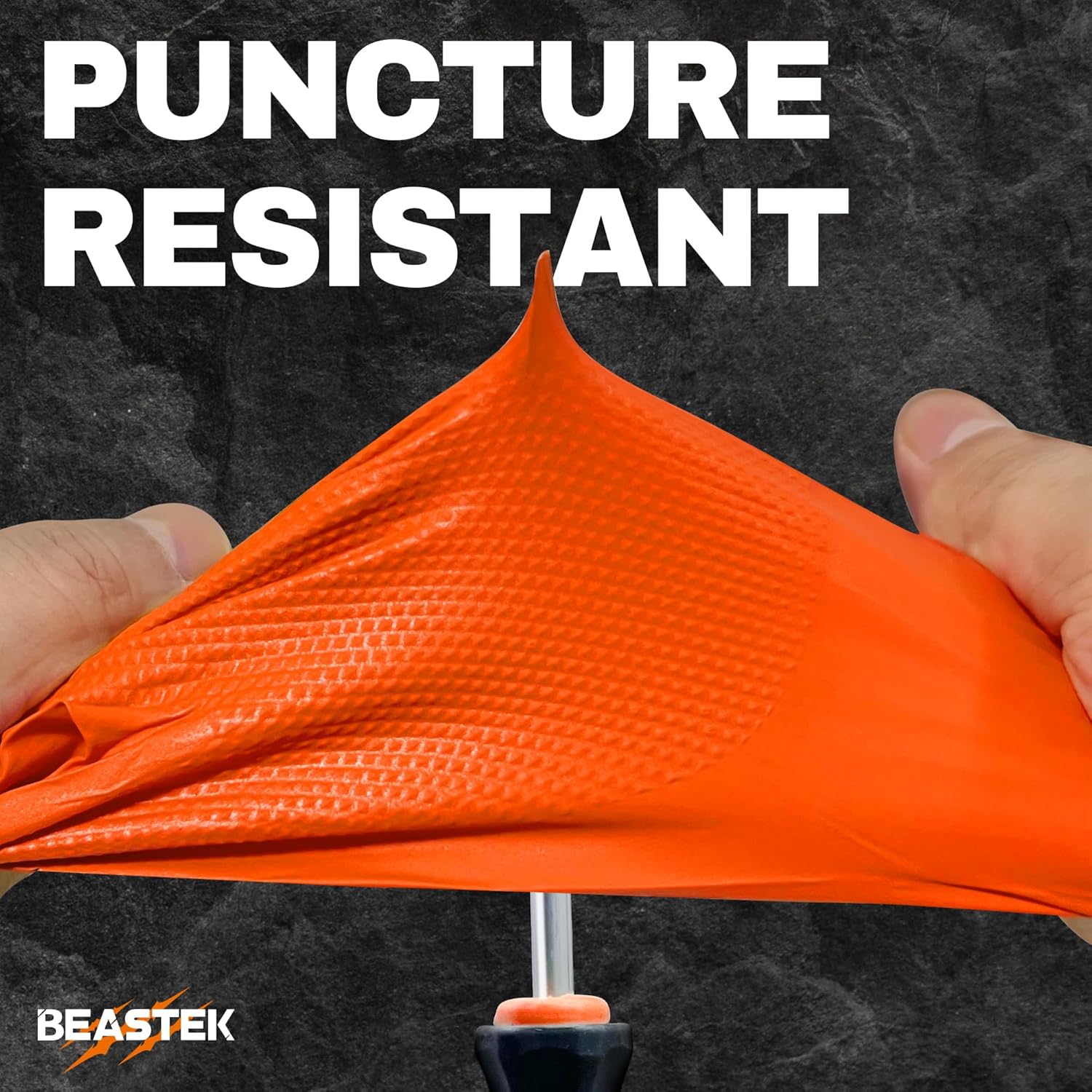 Beastek Nitrile Disposable Gloves, 8Mil Latex & Powder Free Chemical Resistant Heavy Duty Cooking Diamond Glove Orange 100Pcs - Image 5