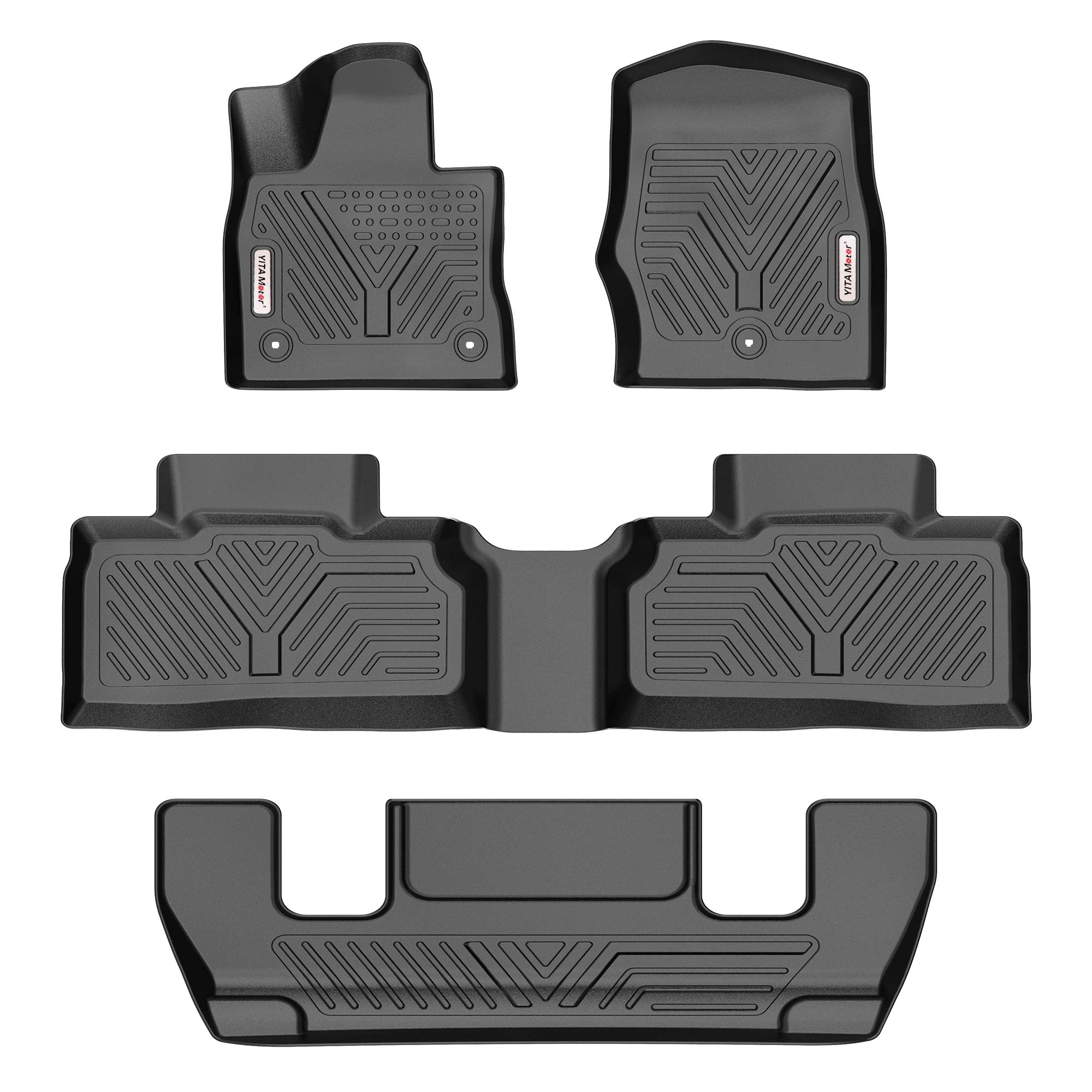 YITAMOTOR Floor Mats Compatible with 2020-2023 Ford Explorer 6 Passenger Models, Custom Fit Black TPE Floor Liners, 1st, 2nd and 3rd Row ( Not for 7 Passenger ) All-Weather Protection