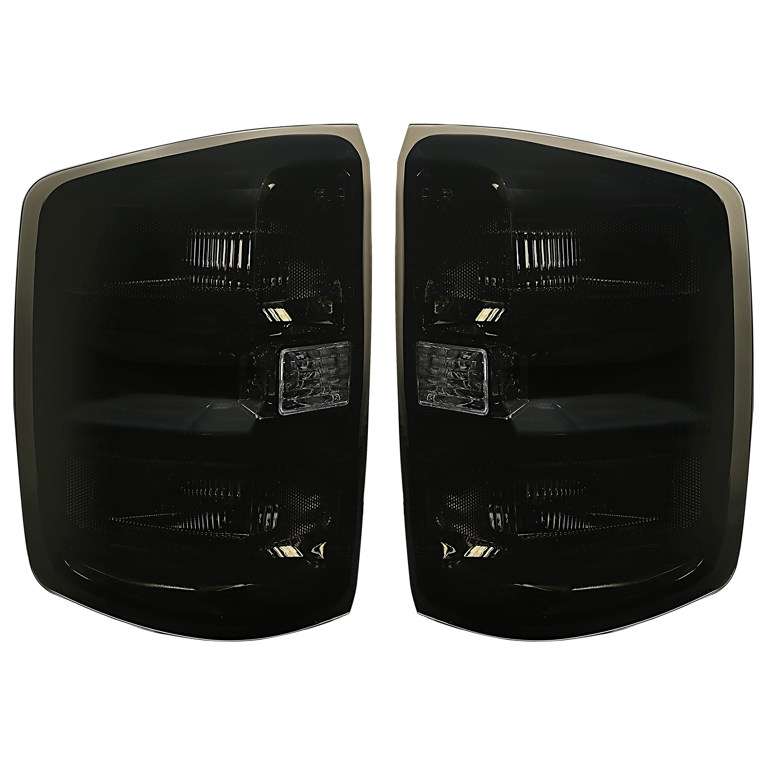 HECASA Tail Lights Compatible with 2014-2018 Chevy Chevrolet Silverado 1500/2500/3500 HD GMC Sierra 3500 HD Dually Model Replacement for GM2800261 Brake Lamps w/o Bulbs Smoke Lens Chrome Housing Pair