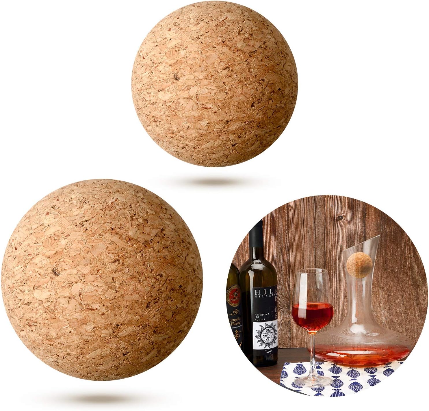 4 Pieces Wine Cork Ball Wooden Cork Ball Stopper for Wine