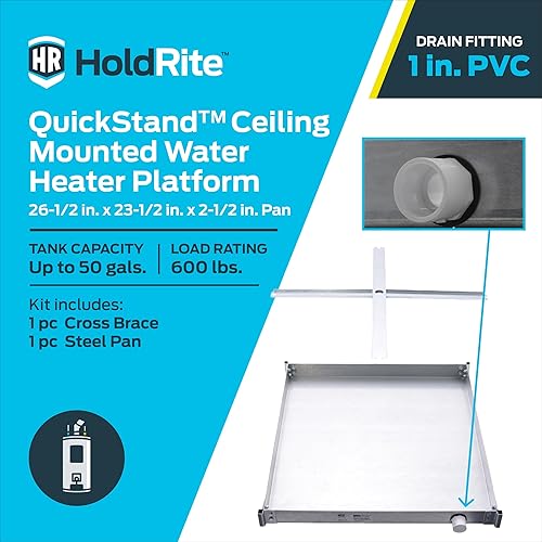 Miniatura 7 de HoldRite QuickStand - Plataforma de calentador de agua montada en el techo, hasta 20 galones, colgante, 40-SWHP