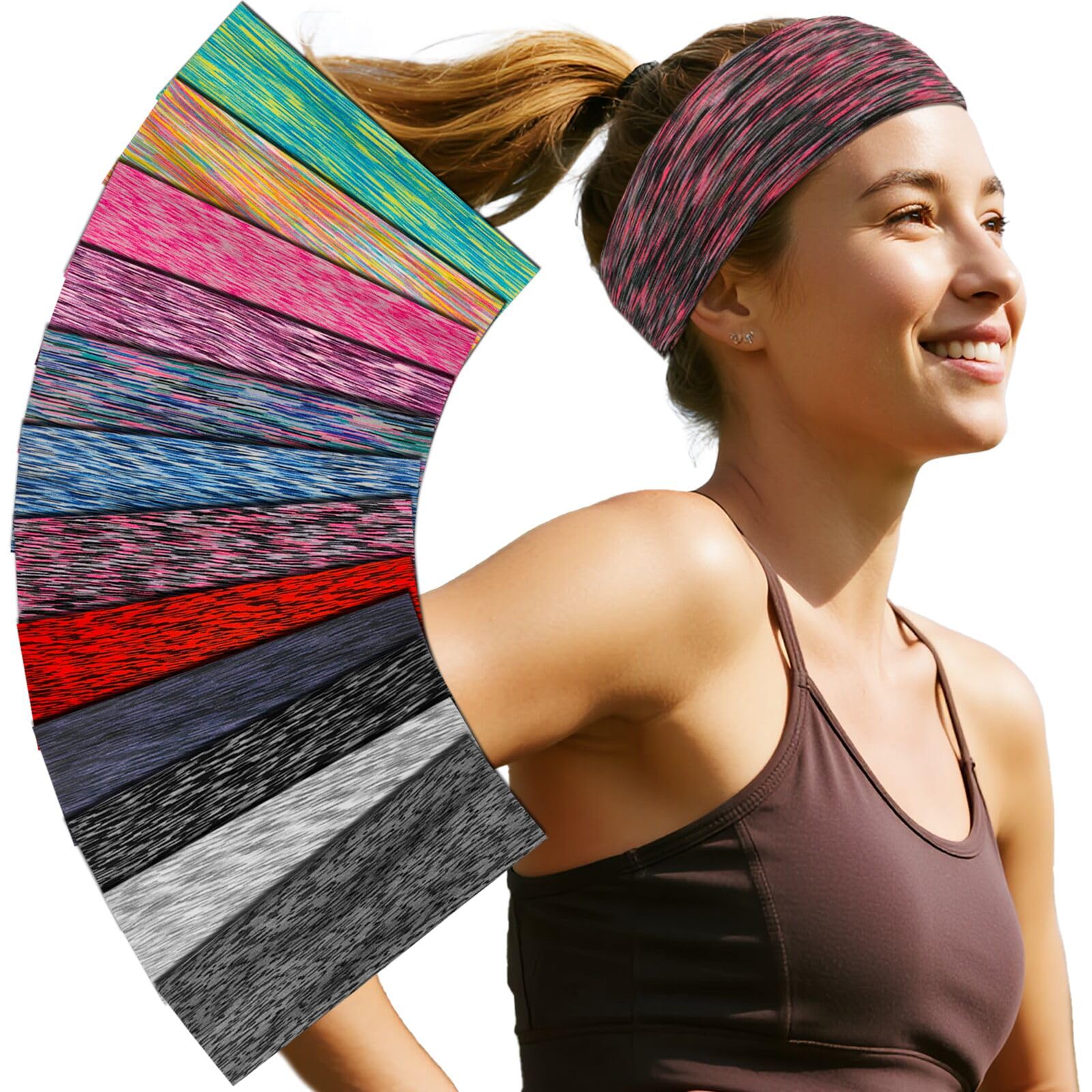 Sefiinh Saç bantları kadınlar için 12 paket kafa bandı Yoga elastik kafa bantları kadın saç bandı egzersiz yumuşak ter Hairbands aksesuarları