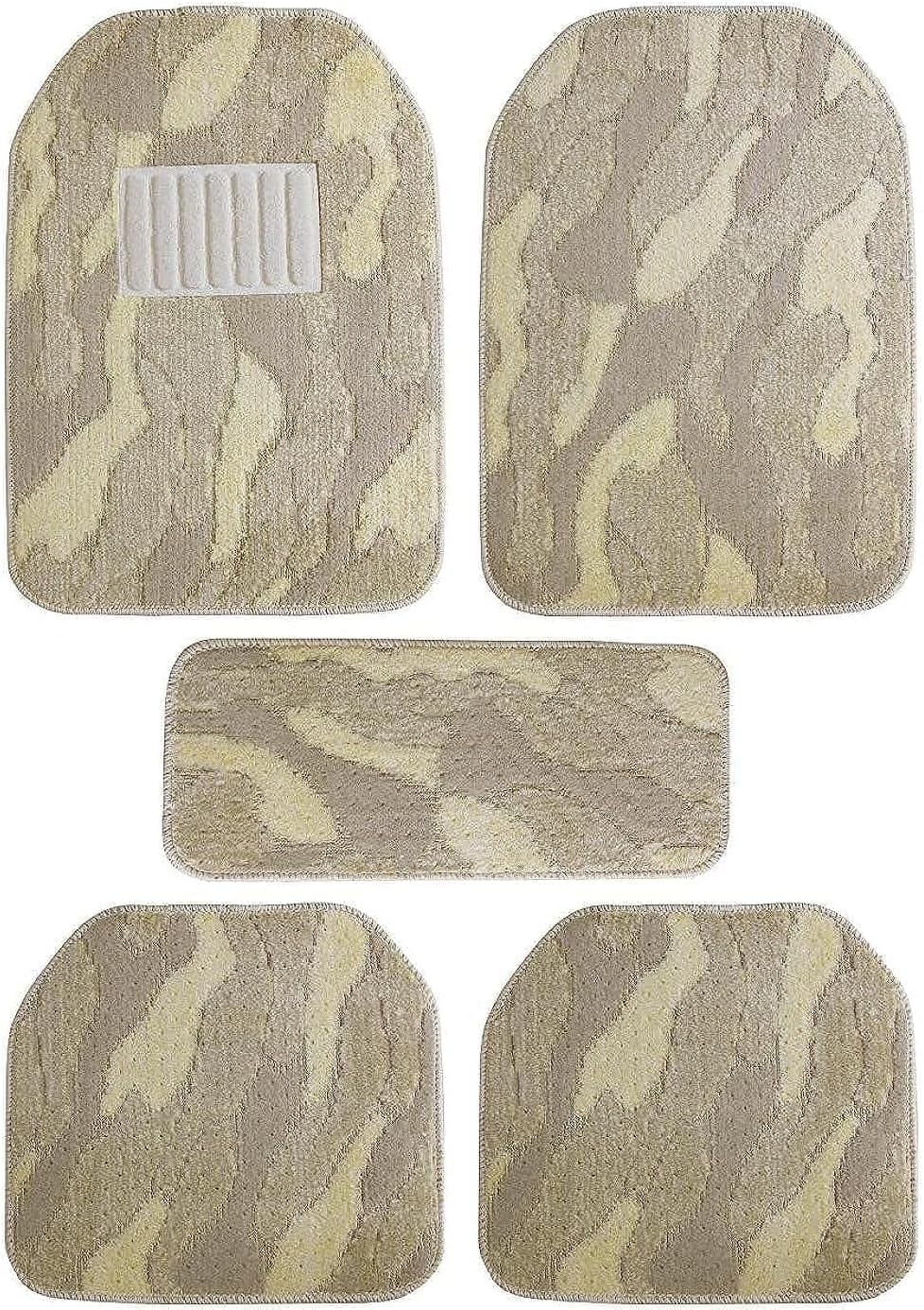 BYSON Durable Waterproof Auto Universal Foot Soft 5 Pieces Car Mats grey colour, Car Floor Mats it fit most of the cars saloon and suv (BEIGE)