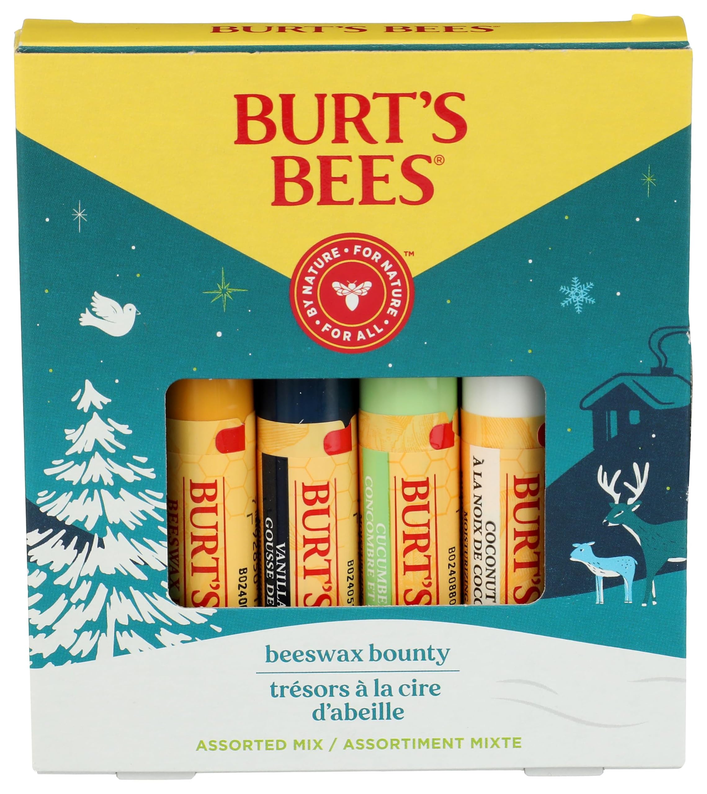 Burt's BeesLip Balm Gift Set, Beeswax, Vanilla Bean, Cucumber Mint, Coconut & Pear, Lip Balm Multipack, 4x4.25g