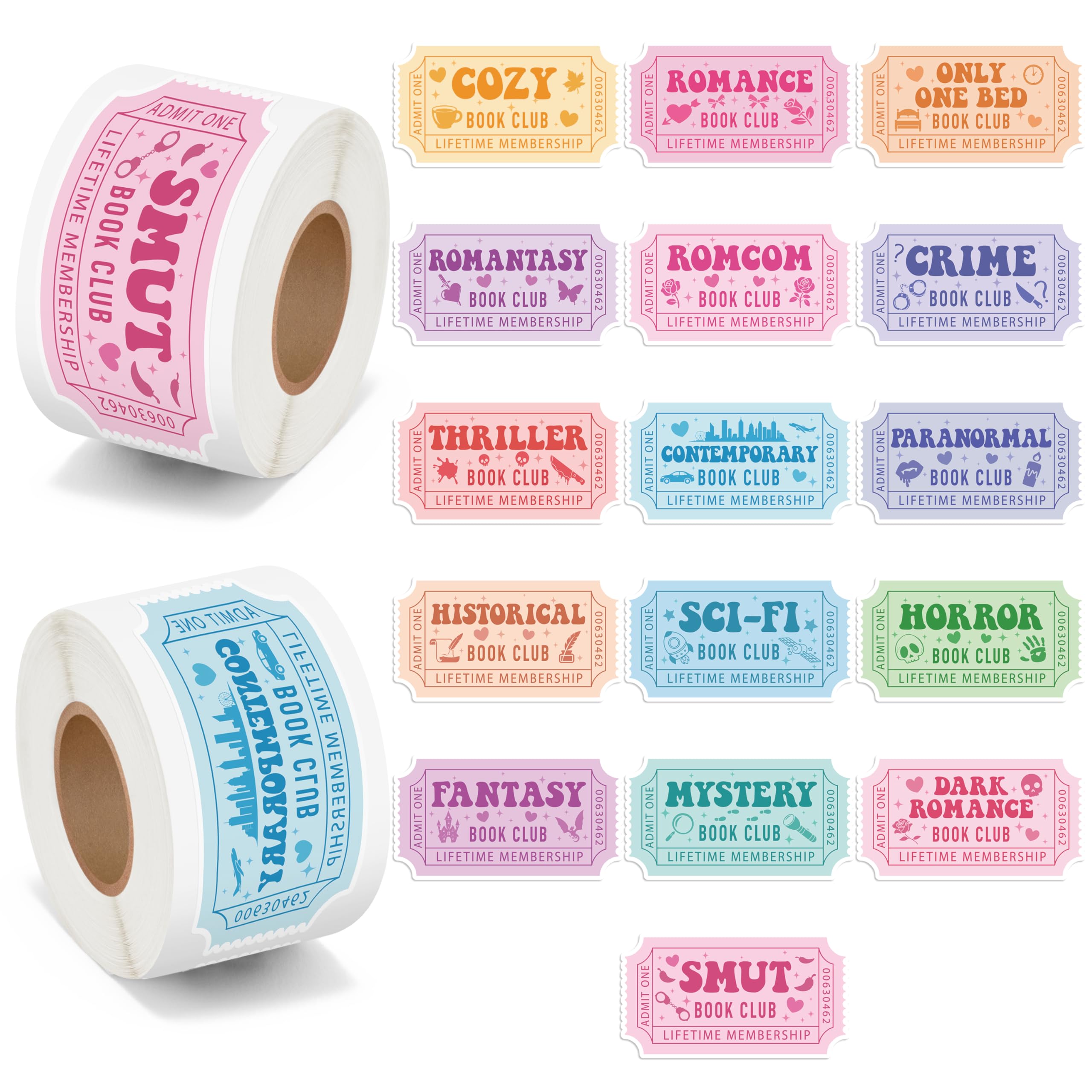 2 Rolls Vinyl Ticket Design Self Adhesive Library Decals Sticker