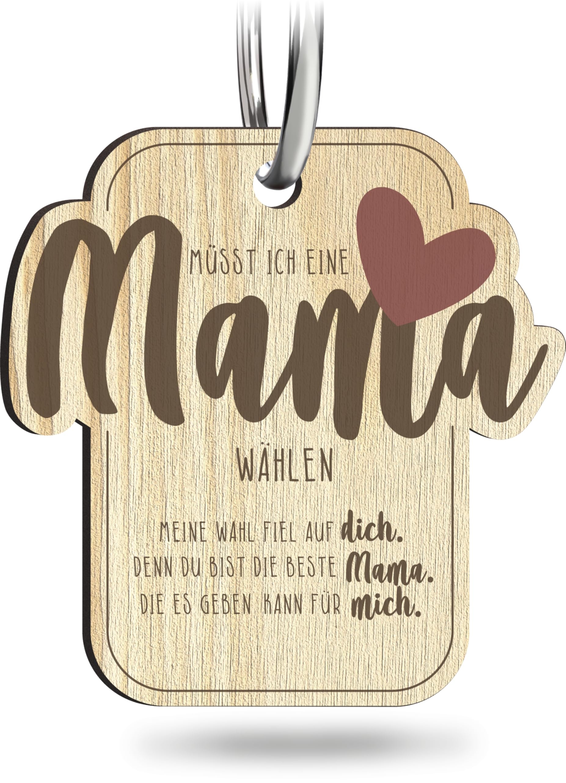 Mama Geschenk - Lieblingsmama Schlüsselanhänger handgemacht aus Holz, Glücksbringer, beste Mama der Welt, Mutter Geschenk, Mama Geburtstagsgeschenk