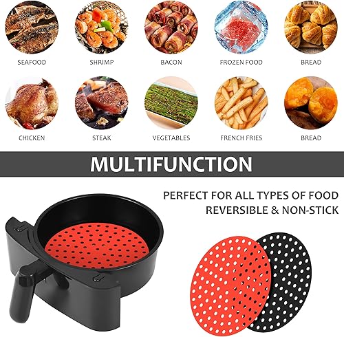 Miniatura 5 de Viwehots Revestimientos de silicona para freidora de aire, revestimientos de silicona reutilizables de 9 pulgadas, paquete de 4 unidades, accesorios