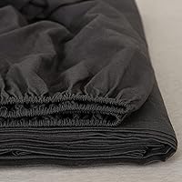 Vista 74 de Simple&Opulence Linen Fitted Sheet (1 Piece) - 14 Inch Deep Pocket Mattress Cover Natural Flax Cotton Blended Soft Breathable Bedding - Linen, Full