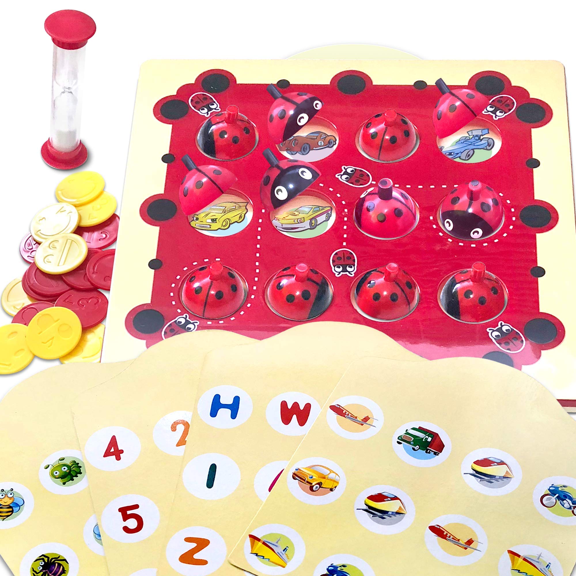 Gamie Ladybug Memory Matching Game for Kids- Fun Educational Learning Toy with 8 Match Games- Teaches Memory, Alphabets, Numbers, Colors and More- for Boys, Girls, Preschoolers