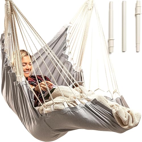 Hanging Hammock Chair Swing - Outdoor Hanging Chair, Bedroom Hammock Swing Chair - Indoor Hammock Chair, Outdoor Swing for Adults - Hanging Chairs Indoor, Swing Chair Bedroom, Swinging Hammock Chair