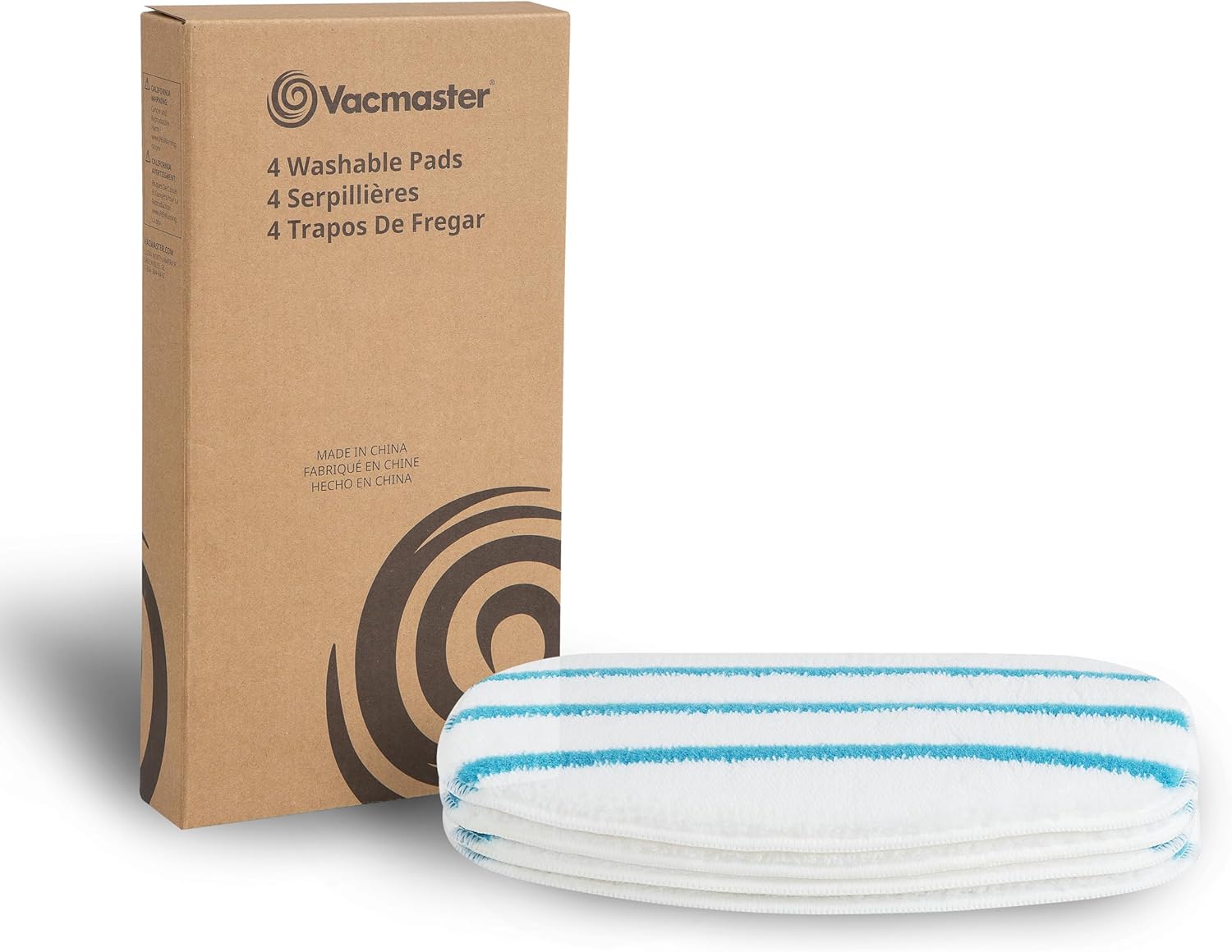 Vacmaster 952779 Microfiber & Washable Replacement Mop Pads, 4 pack, for SMF1501 2-in-1 Steam Mop