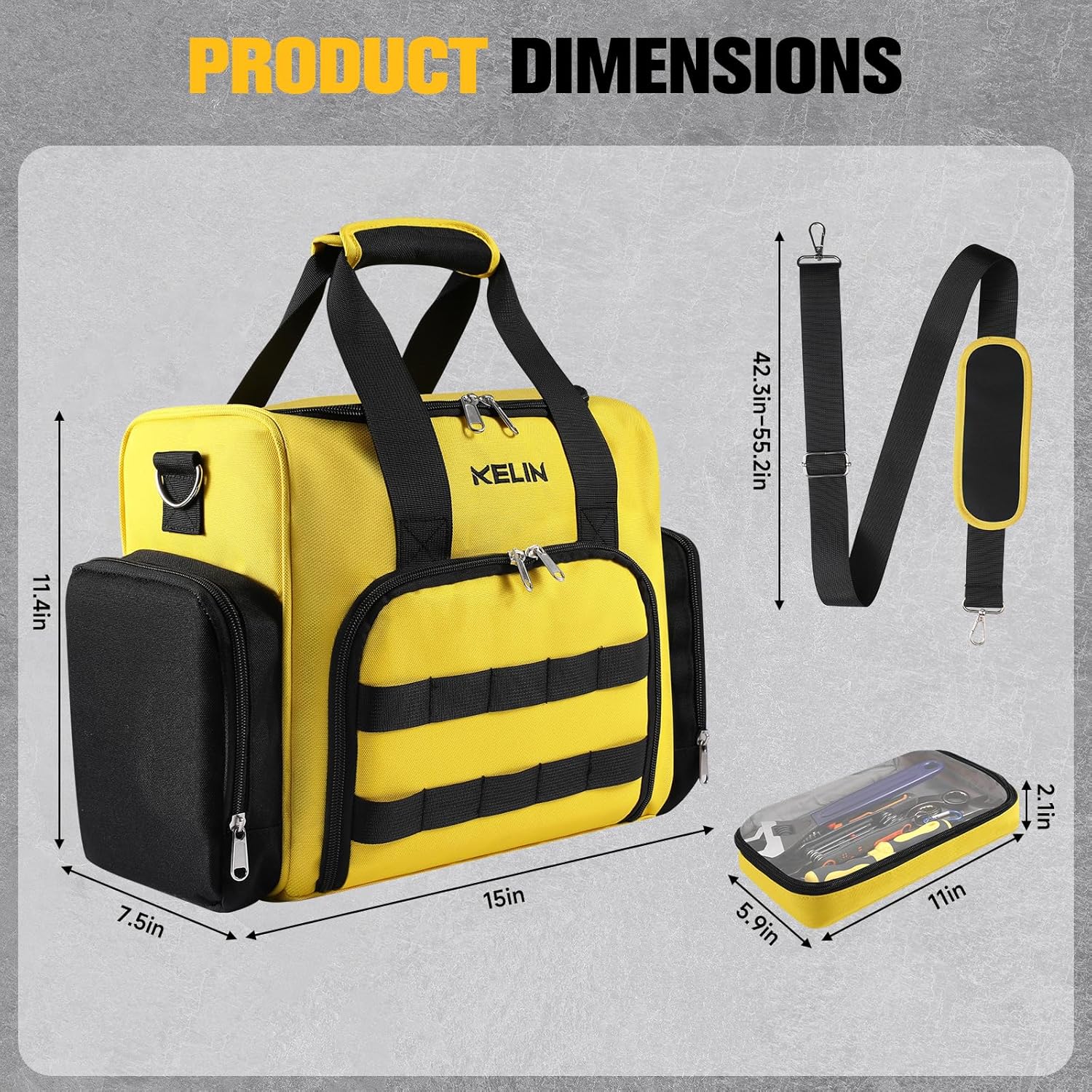 KELIN Tool Bag Box Organizer, Wrench Organizer, Toolbox, Tool Bags for Men Storage, Electrician Tool Bag, Caja De Herramientas, Birthday Gifts for Him Dad, Gadgets for Men, Father's Day Gift Ideas