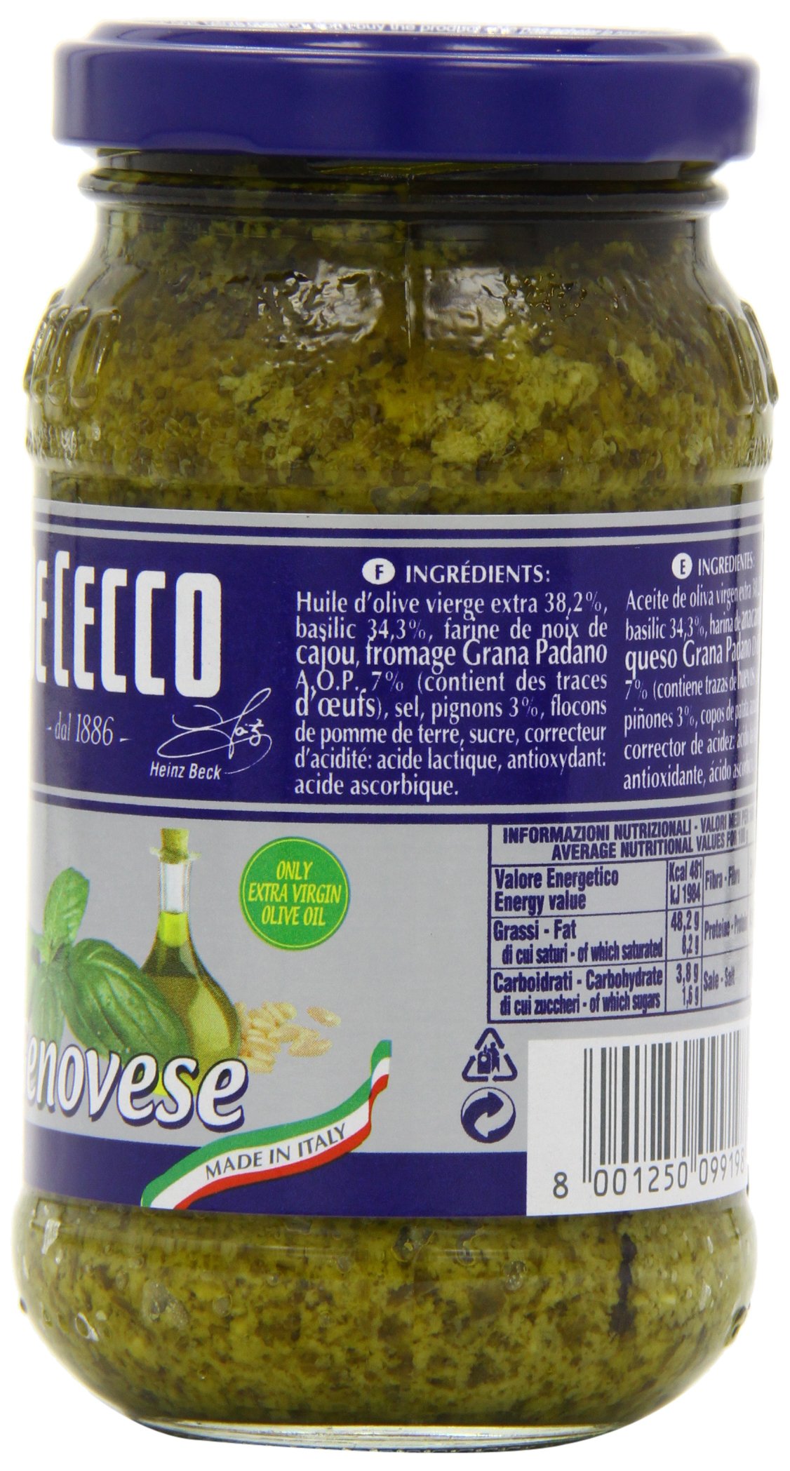 De Cecco Sauce Pesto Alla Genovese 200gr - Lot de 4