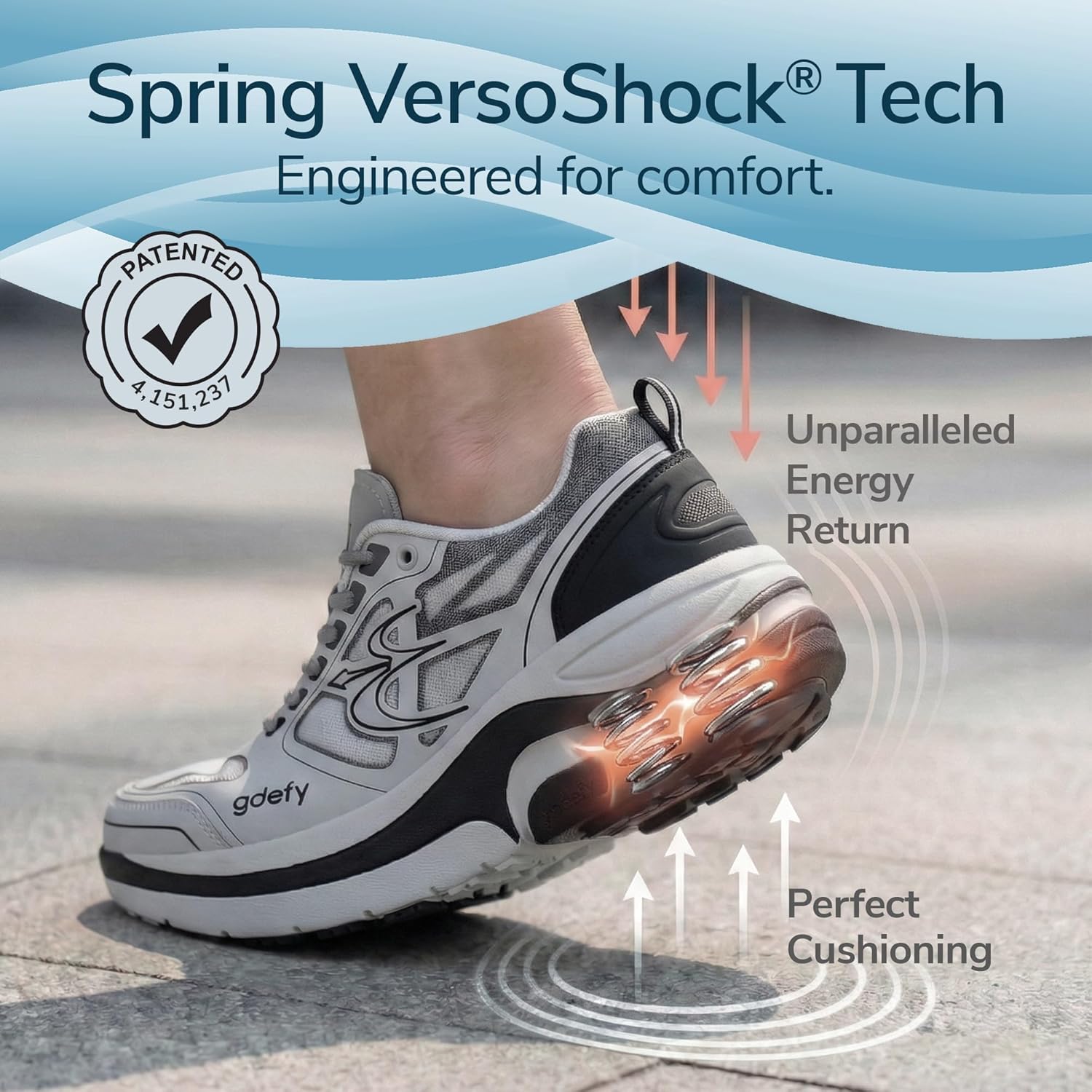 G-DEFY ION Men’s Orthopedic Walking Shoe | VersoShock Technology for Pain Associated with Prolonged Standing or Walking | Arch Support | Diabetic Shoes | Wide Shoes | Free Custom Orthotic - Image 2