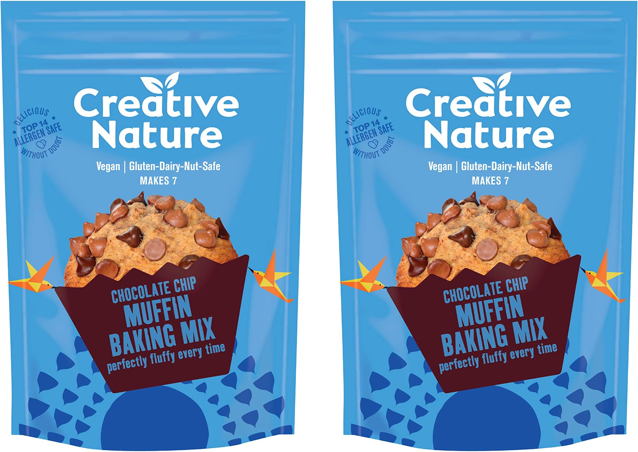Creative Nature Gluten Free Cake Mix | Choc Chip Muffin | Vegan & Free from Baking Mixes | Gluten Free, Nut Free, Dairy Free & 100% Allergen Free | 2 Pack