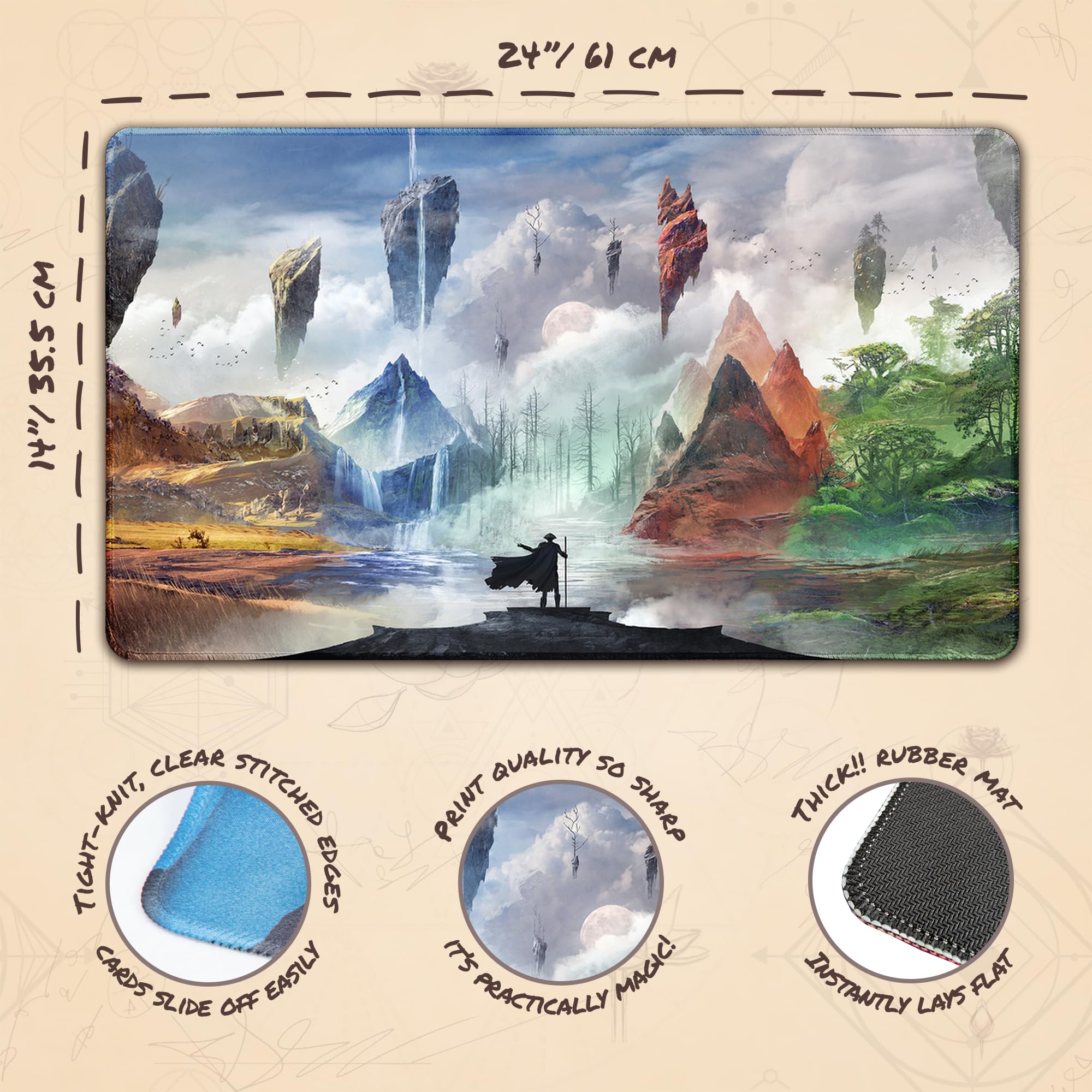 Eternal Wanderer (Stitched) MTG Playmat - Magic the Gathering Playmat for TCG, YuGiOh - Original Art Design