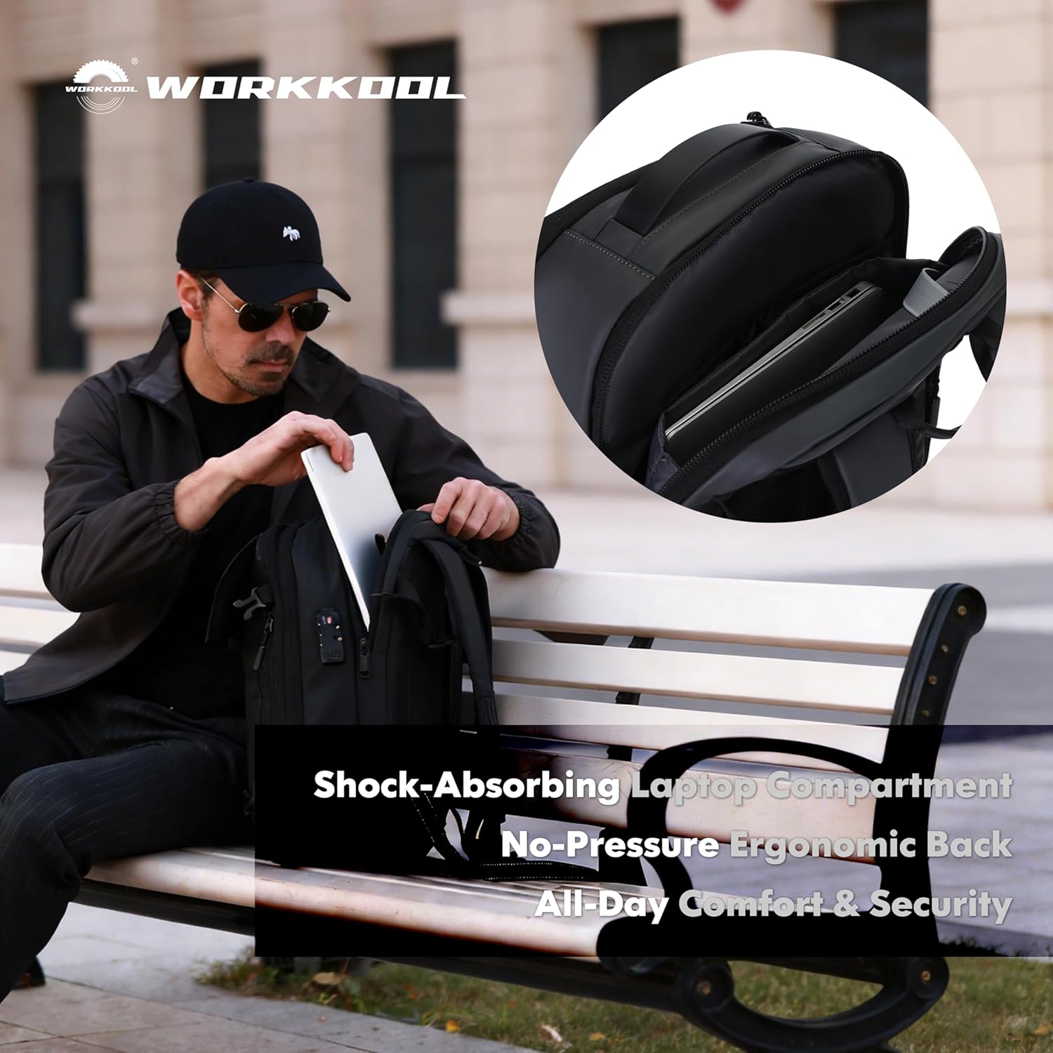 WORKKOOL Air Compression Vacuum Travel Backpack, 60L Expandable Vacuum Seal Backpack with Resistant TSA Lock(Black,Automatic & Manual Vacuum Pump Included)