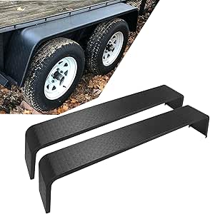 2-Pack Tandem Axle Trailer Fenders - Heavy Duty Steel Diamond Plate For 13-15 Inch Tires