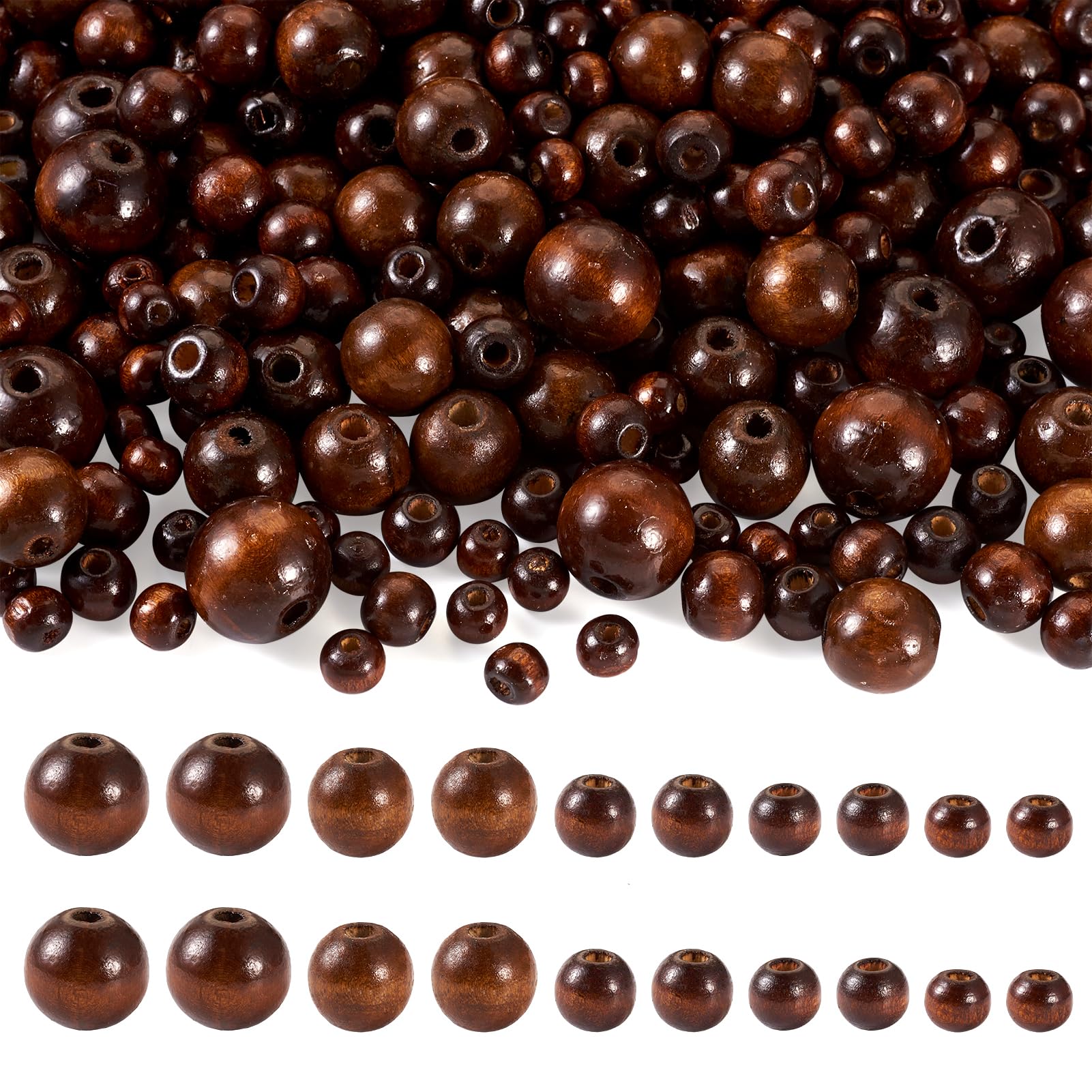 Perles rondes en bois naturel pour fabrication boucles d'oreilles bracelets colliers